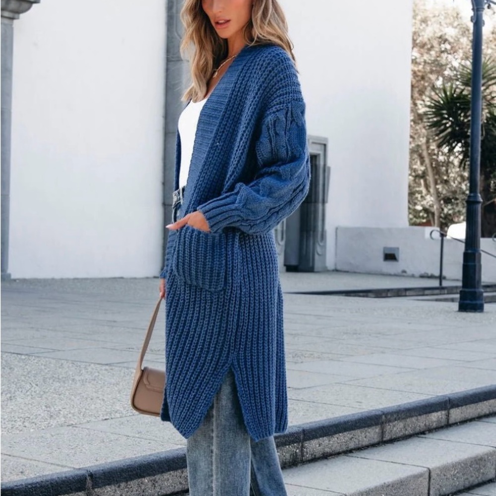 Muse Blue Knit Cardigan NWOT